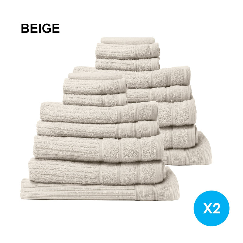 Royal Comfort 16 Piece Egyptian Cotton Eden Towel Set 600GSM Luxurious Absorbent Beige Payday Deals
