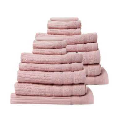 Royal Comfort 16 Piece Egyptian Cotton Eden Towel Set 600GSM Luxurious Absorbent Blush Payday Deals