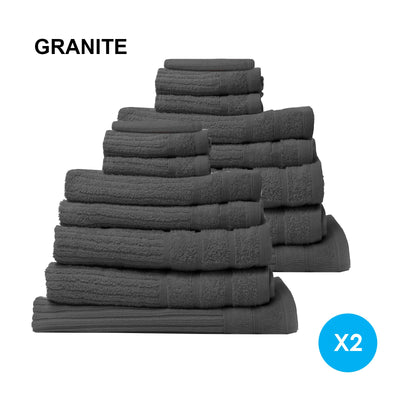 Royal Comfort 16 Piece Egyptian Cotton Eden Towel Set 600GSM Luxurious Absorbent Granite Payday Deals