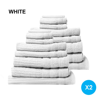 Royal Comfort 16 Piece Egyptian Cotton Eden Towel Set 600GSM Luxurious Absorbent White Payday Deals
