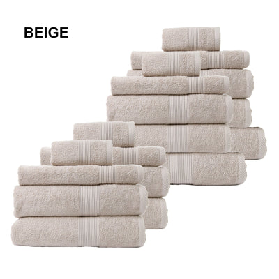 Royal Comfort 18 Piece Cotton Bamboo Towel Bundle Set 450GSM Luxurious Absorbent Beige Payday Deals