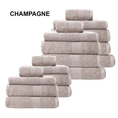 Royal Comfort 18 Piece Cotton Bamboo Towel Bundle Set 450GSM Luxurious Absorbent Champagne Payday Deals