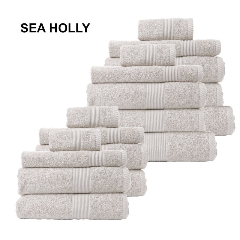 Royal Comfort 18 Piece Cotton Bamboo Towel Bundle Set 450GSM Luxurious Absorbent Sea Holly Payday Deals