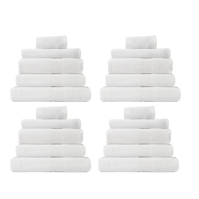 Royal Comfort 20 Piece Cotton Bamboo Towel Bundle Set 450GSM Luxurious Absorbent White Payday Deals