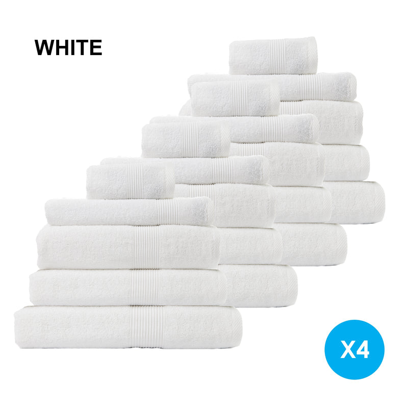 Royal Comfort 20 Piece Cotton Bamboo Towel Bundle Set 450GSM Luxurious Absorbent White Payday Deals