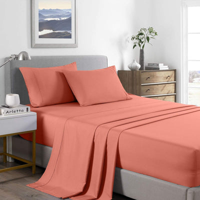 Royal Comfort 2000 Thread Count Bamboo Cooling Sheet Set Ultra Soft Bedding Single Peach Payday Deals