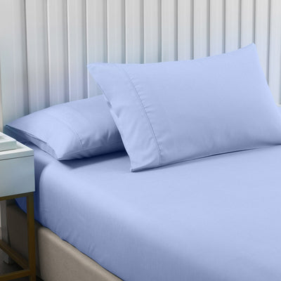 Royal Comfort 2000TC 3 Piece Fitted Sheet and Pillowcase Set Bamboo Cooling - Double - Light Blue Payday Deals