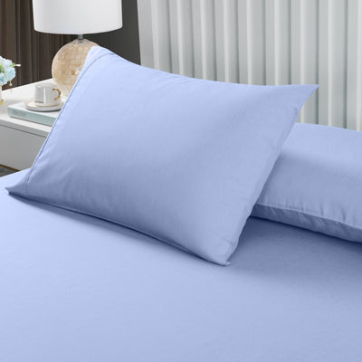 Royal Comfort 2000TC 3 Piece Fitted Sheet and Pillowcase Set Bamboo Cooling - Double - Light Blue Payday Deals