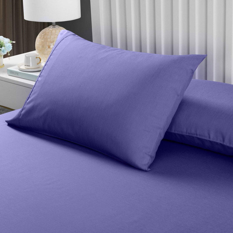 Royal Comfort 2000TC 3 Piece Fitted Sheet and Pillowcase Set Bamboo Cooling Double Royal Blue Payday Deals