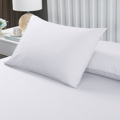 Royal Comfort 2000TC 3 Piece Fitted Sheet and Pillowcase Set Bamboo Cooling - King - White Payday Deals