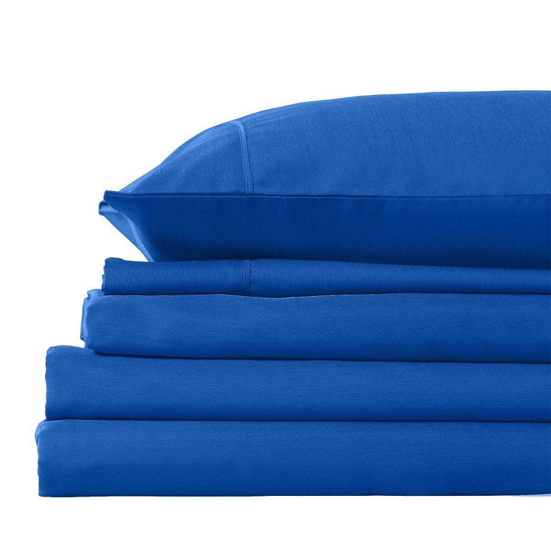 Royal Comfort 2000TC 3 Piece Fitted Sheet and Pillowcase Set Bamboo Cooling Queen Royal Blue Payday Deals