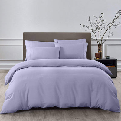 Royal Comfort 2000TC 6 Piece Bamboo Sheet & Quilt Cover Set Cooling Breathable Double Lilac Grey Payday Deals
