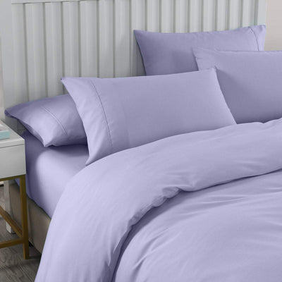 Royal Comfort 2000TC 6 Piece Bamboo Sheet & Quilt Cover Set Cooling Breathable Double Lilac Grey Payday Deals