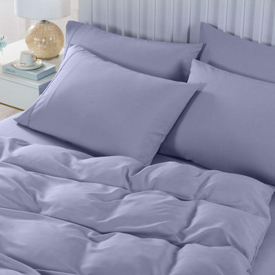 Royal Comfort 2000TC 6 Piece Bamboo Sheet & Quilt Cover Set Cooling Breathable King Lilac Grey Payday Deals