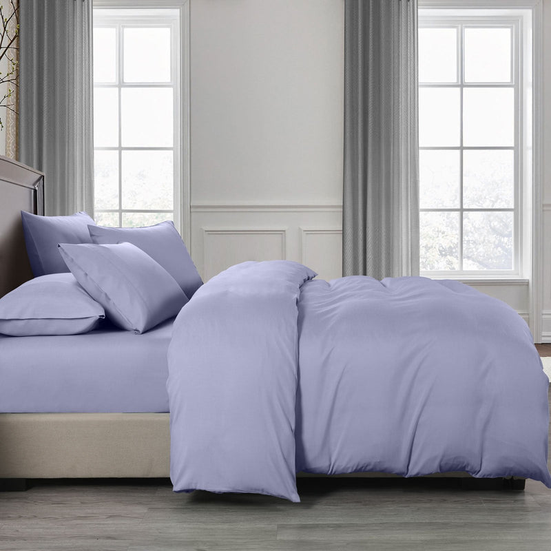 Royal Comfort 2000TC 6 Piece Bamboo Sheet & Quilt Cover Set Cooling Breathable - King - Lilac Grey Payday Deals