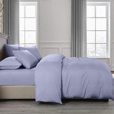 Royal Comfort 2000TC 6 Piece Bamboo Sheet & Quilt Cover Set Cooling Breathable Queen Lilac Grey Payday Deals