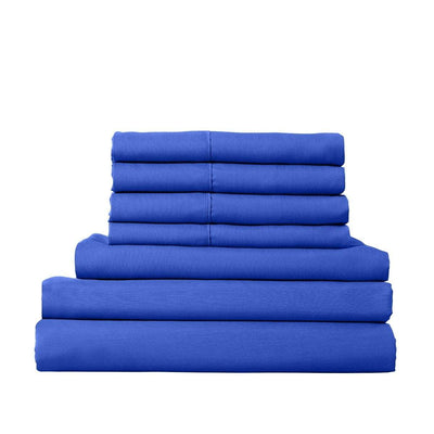 Royal Comfort 2000TC 6 Piece Bamboo Sheet & Quilt Cover Set Cooling Breathable Queen Royal Blue Payday Deals