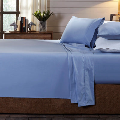 Royal Comfort - 250TC 100% Organic Cotton 4 Piece Sheet Set - King - Indigo