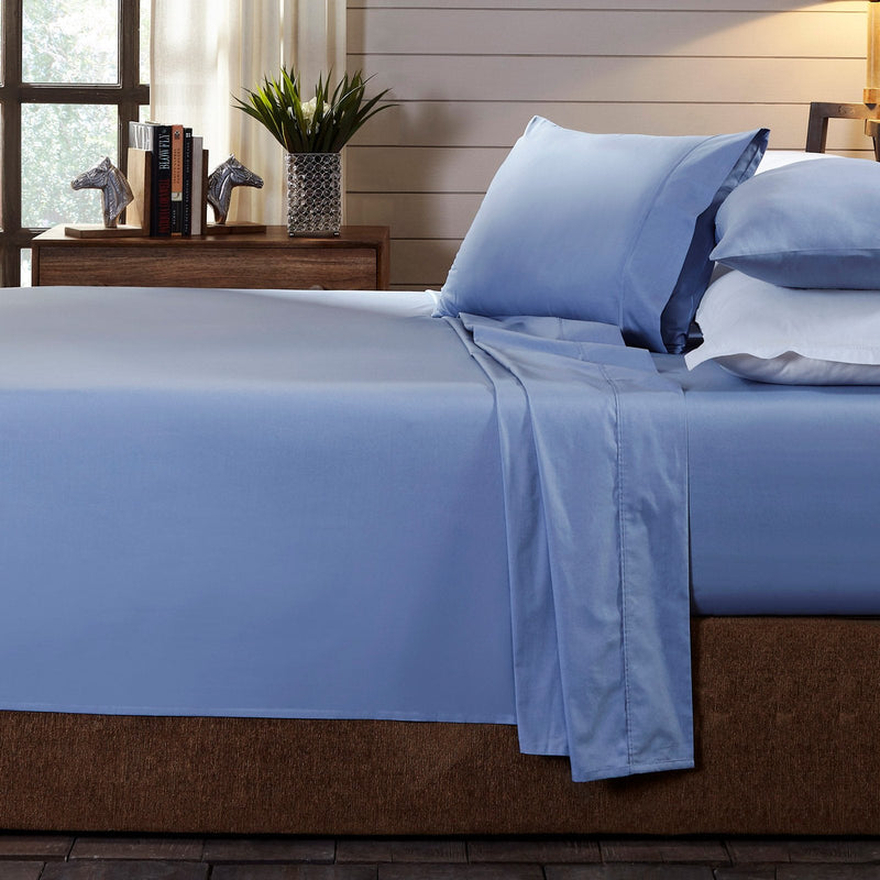 Royal Comfort - 250TC 100% Organic Cotton 4 Piece Sheet Set - King - Indigo Payday Deals