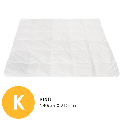 Royal Comfort 260GSM Deluxe Eco-Silk Touch Quilt 100% Cotton Cover - King - White