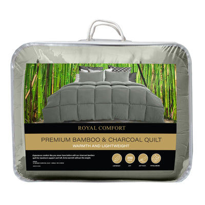 Royal Comfort 350GSM Charcoal Bamboo Quilt Luxury Bedding Duvet All Seasons - Double - Charcoal Payday Deals