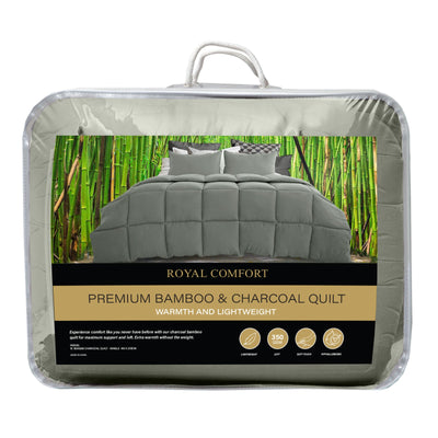 Royal Comfort 350GSM Charcoal Bamboo Quilt Luxury Bedding Duvet All Seasons - King - Charcoal Payday Deals