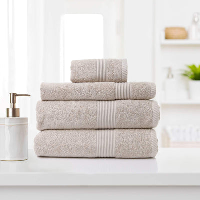 Royal Comfort 4 Piece Cotton Bamboo Towel Set 450GSM Luxurious Absorbent Plush  Beige Payday Deals
