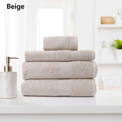 Royal Comfort 4 Piece Cotton Bamboo Towel Set 450GSM Luxurious Absorbent Plush  Beige Payday Deals