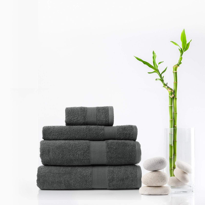 Royal Comfort 4 Piece Cotton Bamboo Towel Set 450GSM Luxurious Absorbent Plush  Granite Payday Deals
