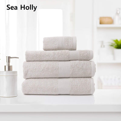 Royal Comfort 4 Piece Cotton Bamboo Towel Set 450GSM Luxurious Absorbent Plush  Sea Holly Payday Deals