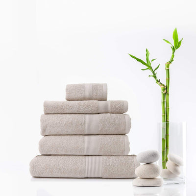 Royal Comfort 5 Piece Cotton Bamboo Towel Set 450GSM Luxurious Absorbent Plush  Beige Payday Deals