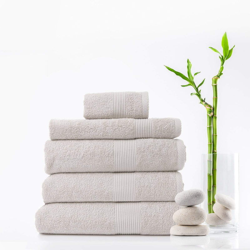 Royal Comfort 5 Piece Cotton Bamboo Towel Set 450GSM Luxurious Absorbent Plush  Sea Holly Payday Deals