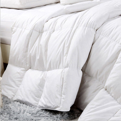 Royal Comfort 500GSM Goose Feather Down Quilt And Bamboo Quilted Pillow Set Double White Payday Deals