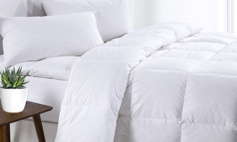 Royal Comfort 500GSM Goose Feather Down Quilt And Bamboo Quilted Pillow Set King White Payday Deals