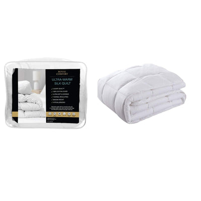 Royal Comfort 800GSM Silk Blend Quilt Duvet Ultra Warm Winter Weight  - Queen - White Payday Deals