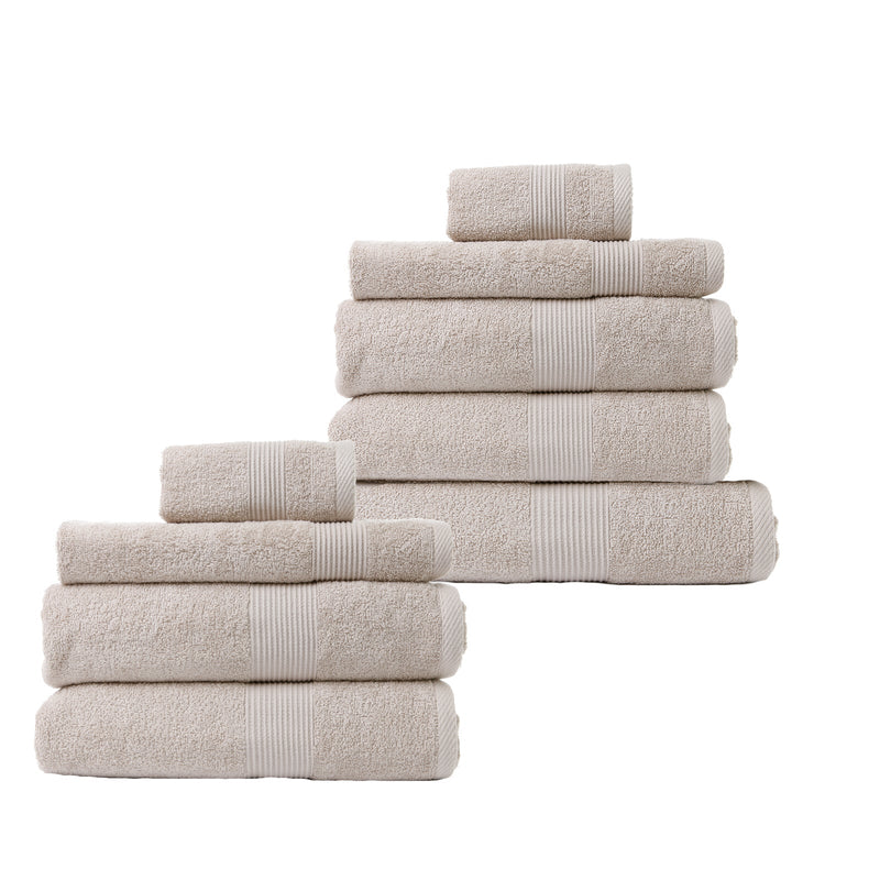 Royal Comfort 9 Piece Cotton Bamboo Towel Bundle Set 450GSM Luxurious Absorbent Beige Payday Deals
