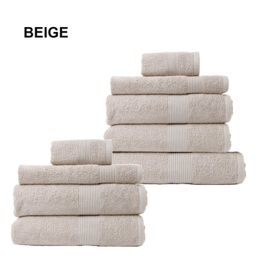 Royal Comfort 9 Piece Cotton Bamboo Towel Bundle Set 450GSM Luxurious Absorbent Beige Payday Deals