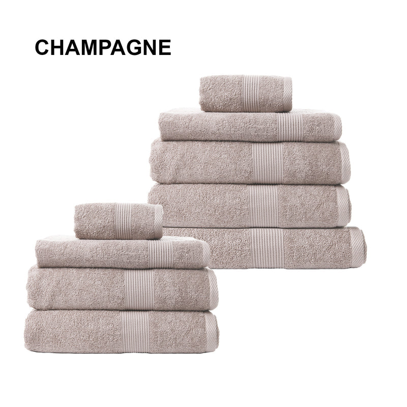 Royal Comfort 9 Piece Cotton Bamboo Towel Bundle Set 450GSM Luxurious Absorbent Champagne Payday Deals