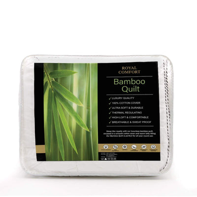 Royal Comfort Bamboo Blend Quilt 250GSM Luxury Doona Duvet 100% Cotton Cover Double White Payday Deals