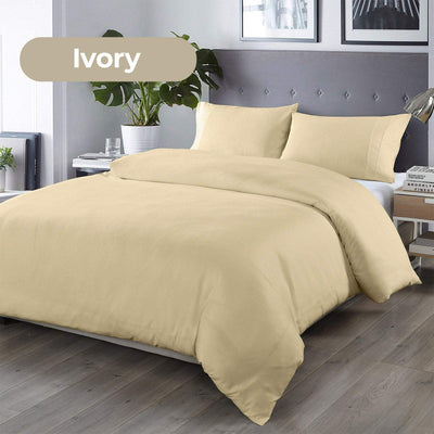 Royal Comfort Bamboo Blended Quilt Cover Set 1000TC Ultra Soft Luxury Bedding King Ivory Payday Deals