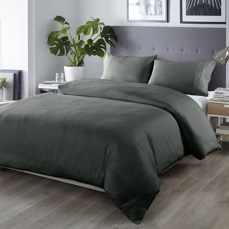 Royal Comfort Bamboo Blended Quilt Cover Set 1000TC Ultra Soft Luxury Bedding - Queen - Charcoal Payday Deals