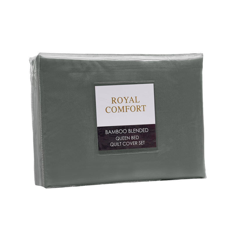 Royal Comfort Bamboo Blended Quilt Cover Set 1000TC Ultra Soft Luxury Bedding - Queen - Charcoal Payday Deals