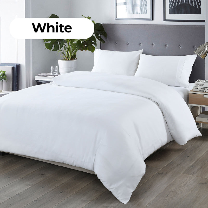 Royal Comfort Bamboo Blended Quilt Cover Set 1000TC Ultra Soft Luxury Bedding White Queen Payday Deals