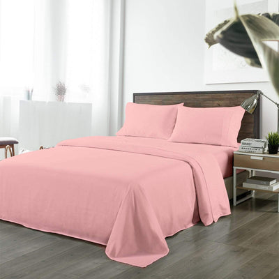 Royal Comfort Bamboo Blended Sheet & Pillowcases Set 1000TC Ultra Soft Bedding - King - Blush