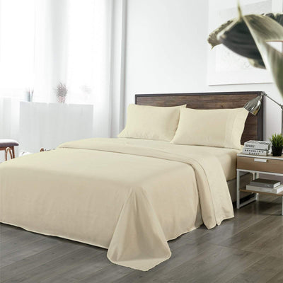 Royal Comfort Bamboo Blended Sheet & Pillowcases Set 1000TC Ultra Soft Bedding King Ivory Payday Deals