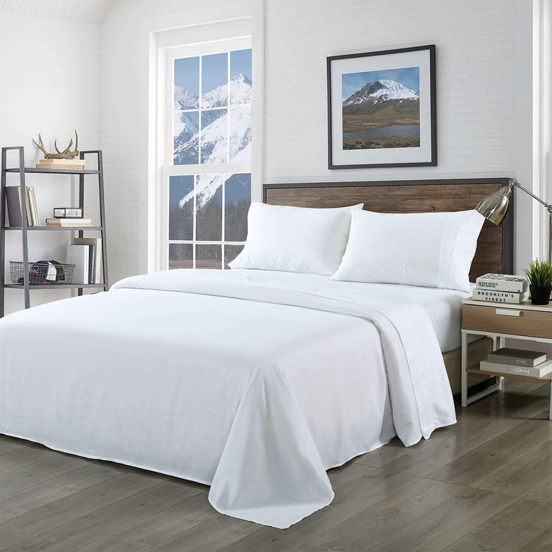 Royal Comfort Bamboo Blended Sheet & Pillowcases Set 1000TC Ultra Soft Bedding King White Payday Deals