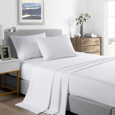 Royal Comfort Bamboo Cooling 2000TC Sheet Set - King Single-White