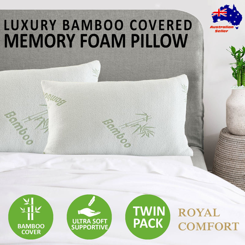 ROYAL COMFORT BAMBOO COVERED MEMORY FOAM PILLOW - 2PK Payday Deals