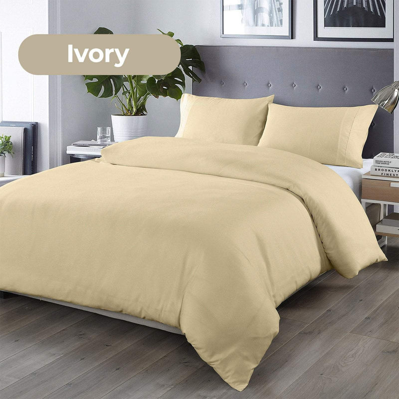 Royal Comfort Blended Bamboo Quilt Cover Set - King - Dark Ivory Payday Deals