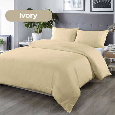 Royal Comfort Blended Bamboo Quilt Cover Sets -Dark Ivory-Double Payday Deals